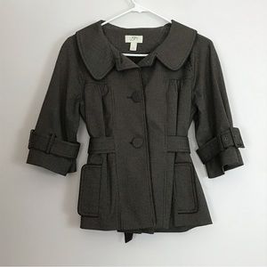 Ann Taylor Loft Gray Long Sleeve Coat Button Up Belted Sz 2 Womens Lined Jacket